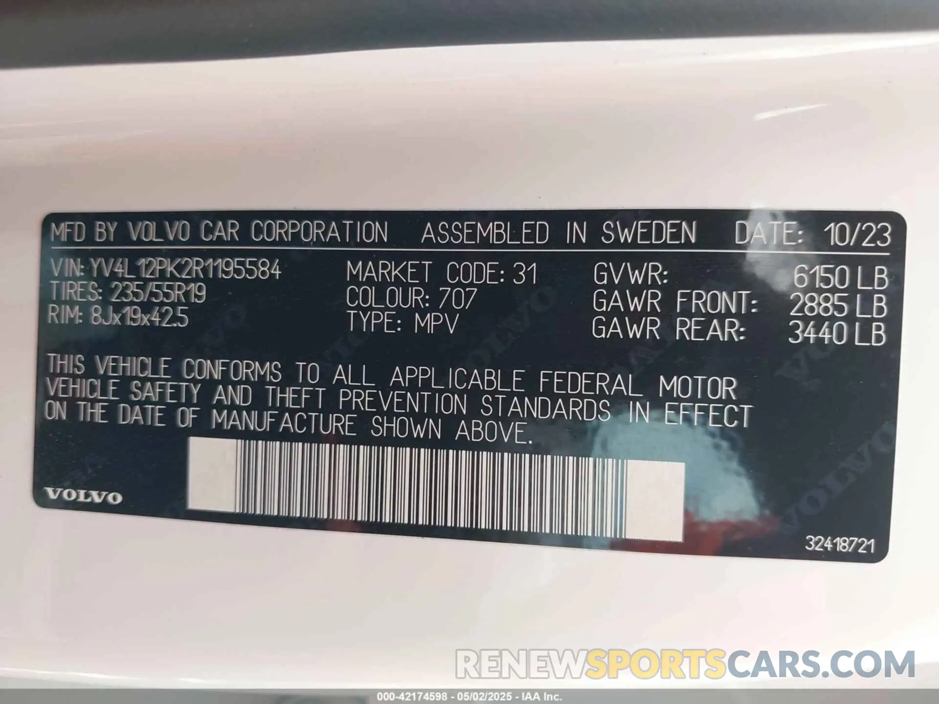 9 Photograph of a damaged car YV4L12PK2R1195584 VOLVO XC90 2024