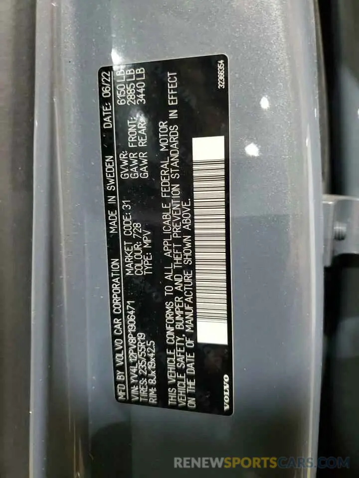14 Photograph of a damaged car YV4L12PV8P1906471 VOLVO XC90 CORE 2023
