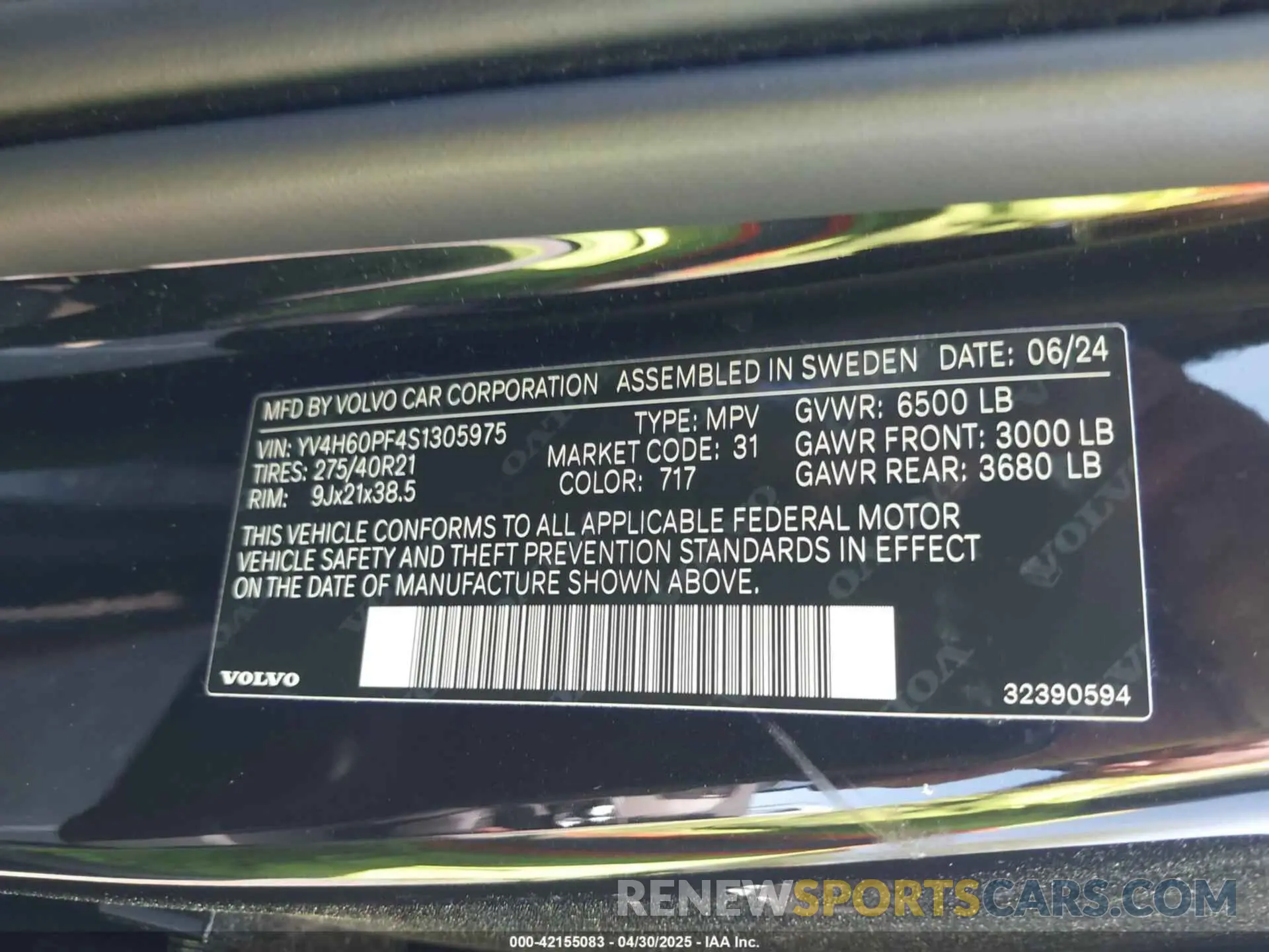 9 Photograph of a damaged car YV4H60PF4S1305975 VOLVO XC90 PLUG-IN HYBRID 2025