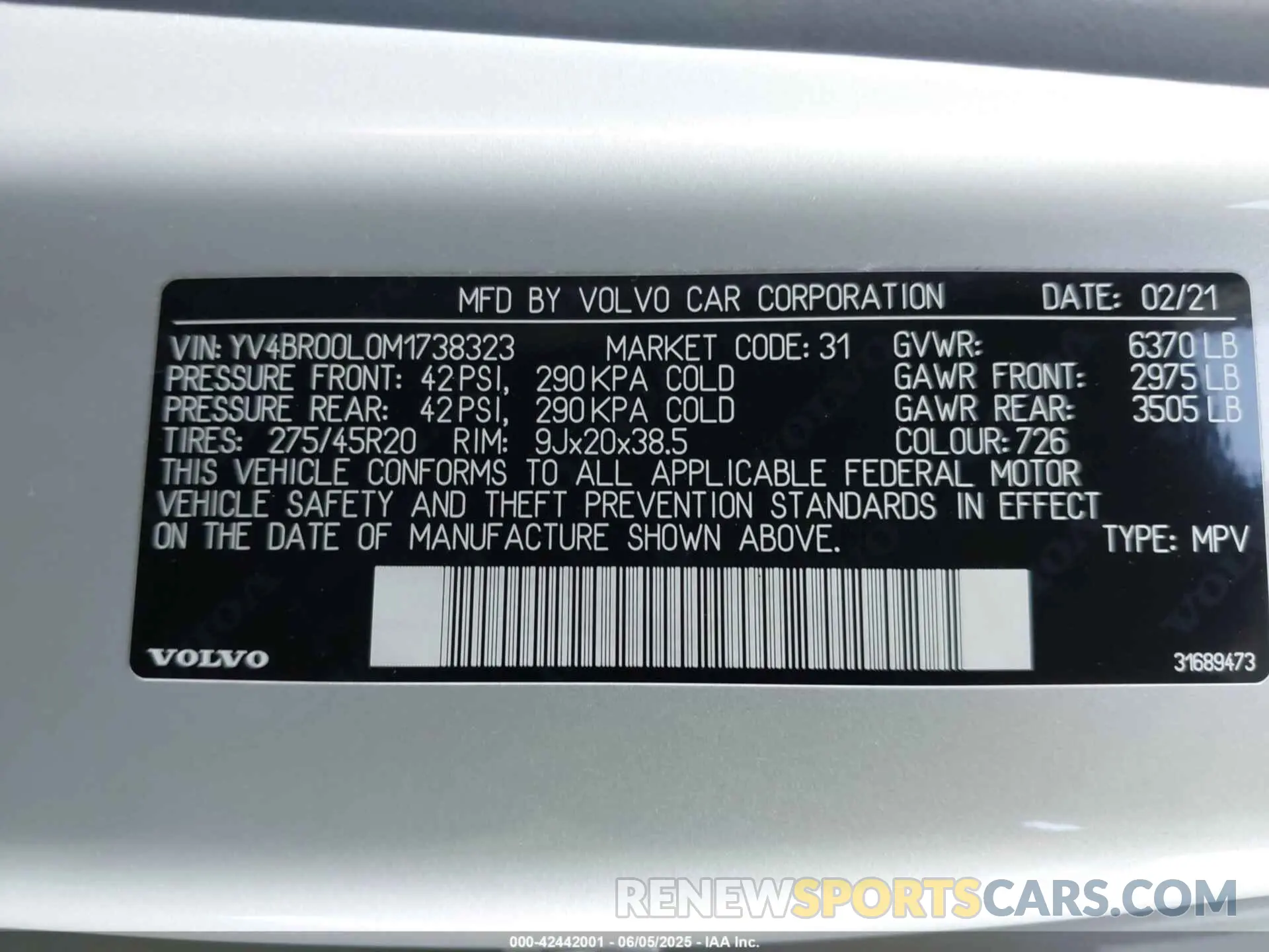 9 Photograph of a damaged car YV4BR00L0M1738323 VOLVO XC90 RECHARGE PLUG-IN HYBRID 2021