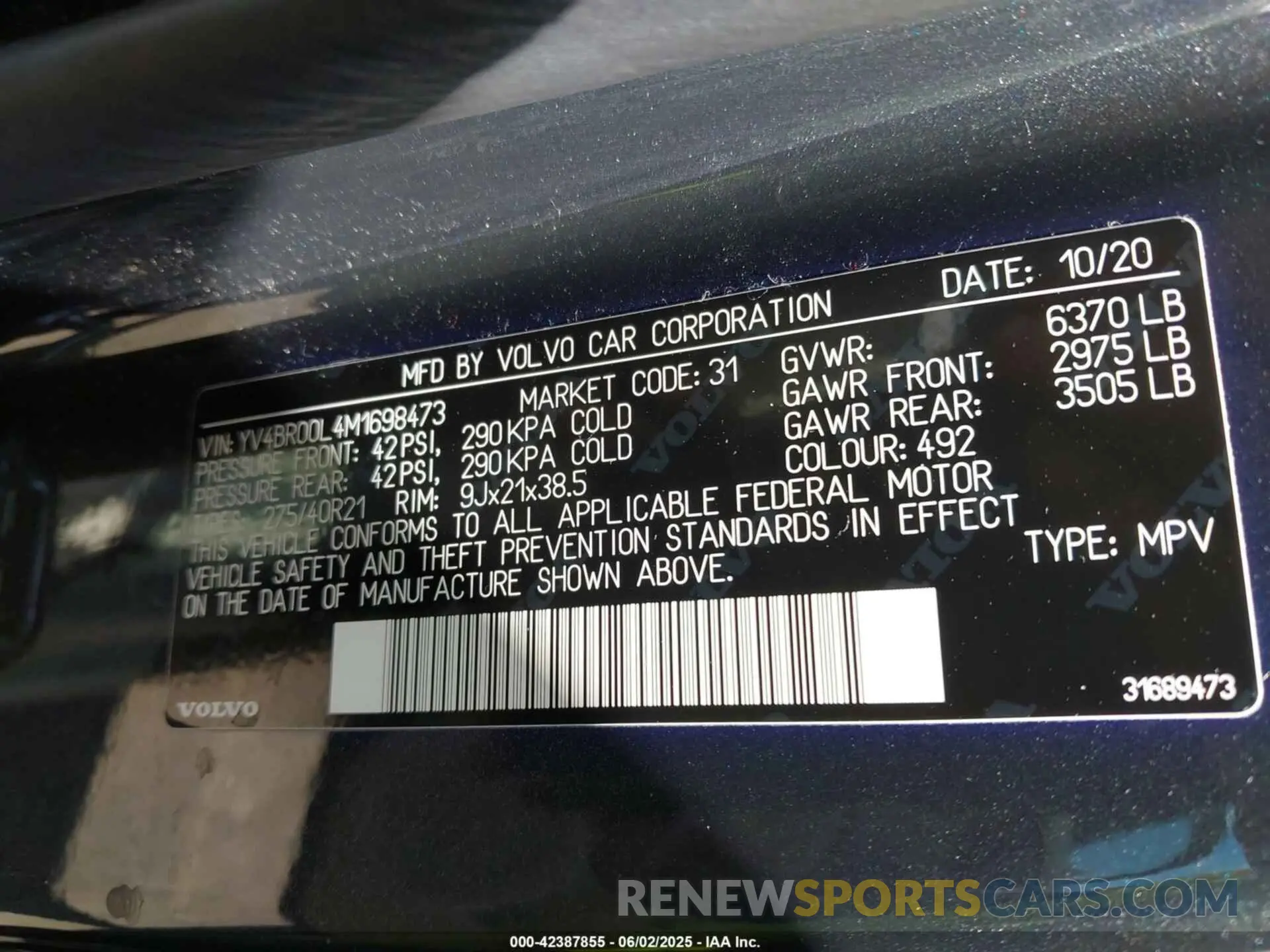 9 Photograph of a damaged car YV4BR00L4M1698473 VOLVO XC90 RECHARGE PLUG-IN HYBRID 2021