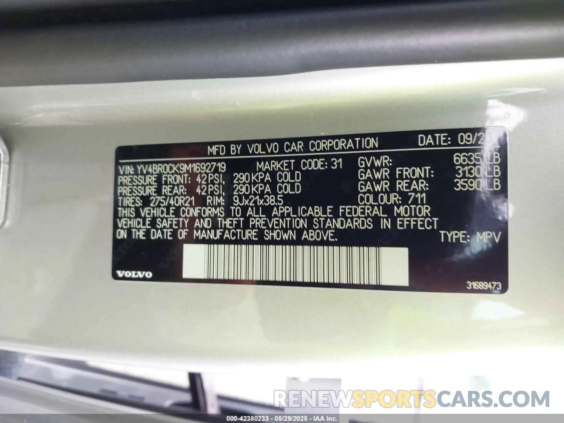 9 Photograph of a damaged car YV4BR0CK9M1692719 VOLVO XC90 RECHARGE PLUG-IN HYBRID 2021