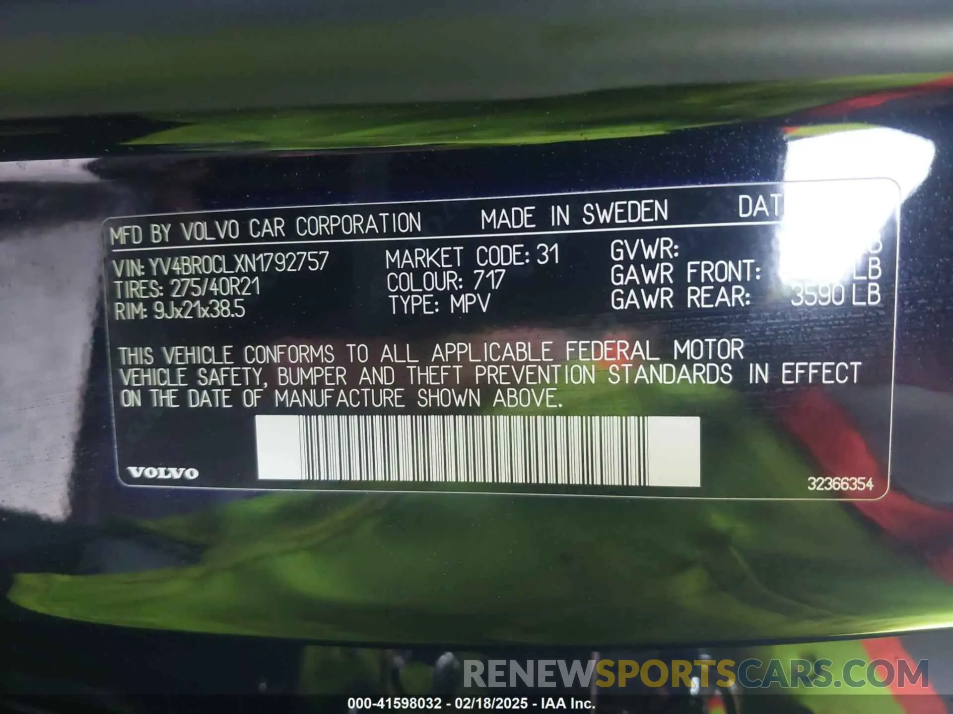 9 Photograph of a damaged car YV4BR0CLXN1792757 VOLVO XC90 RECHARGE PLUG-IN HYBRID 2022