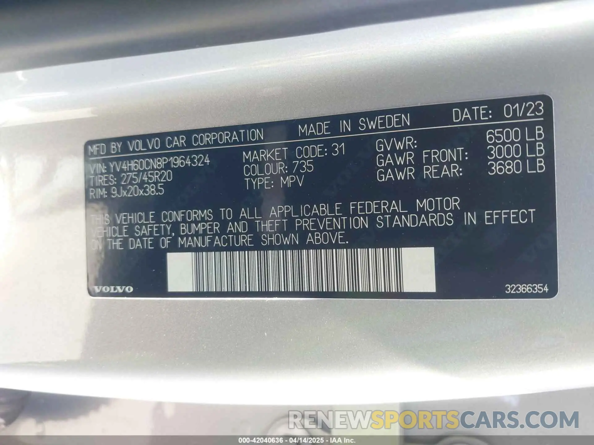 9 Photograph of a damaged car YV4H60CN8P1964324 VOLVO XC90 RECHARGE PLUG-IN HYBRID 2023