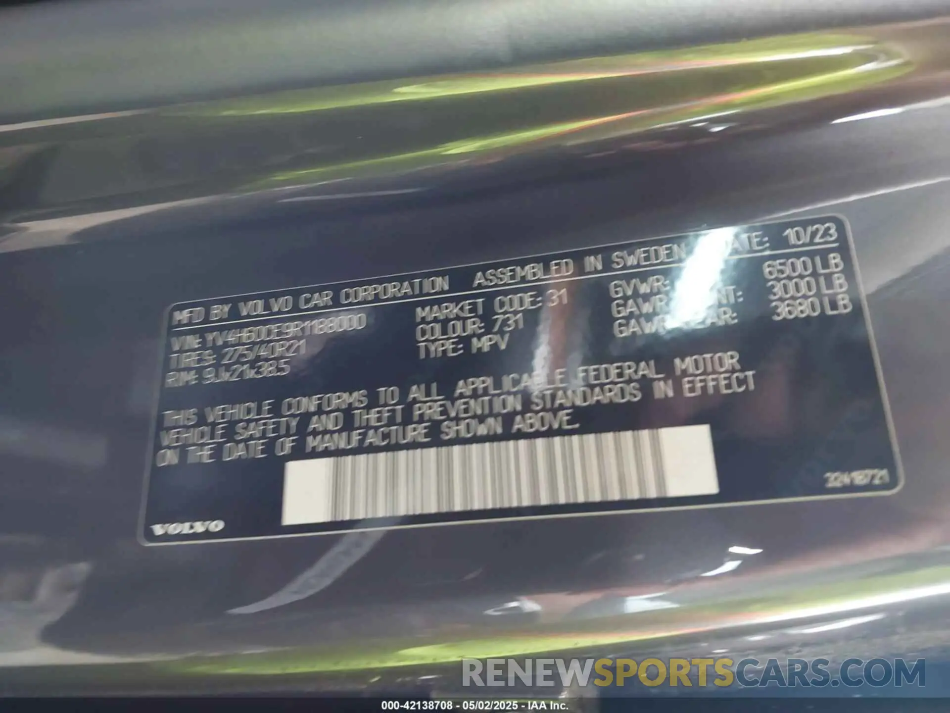 9 Photograph of a damaged car YV4H60CE9R1188000 VOLVO XC90 RECHARGE PLUG-IN HYBRID 2024