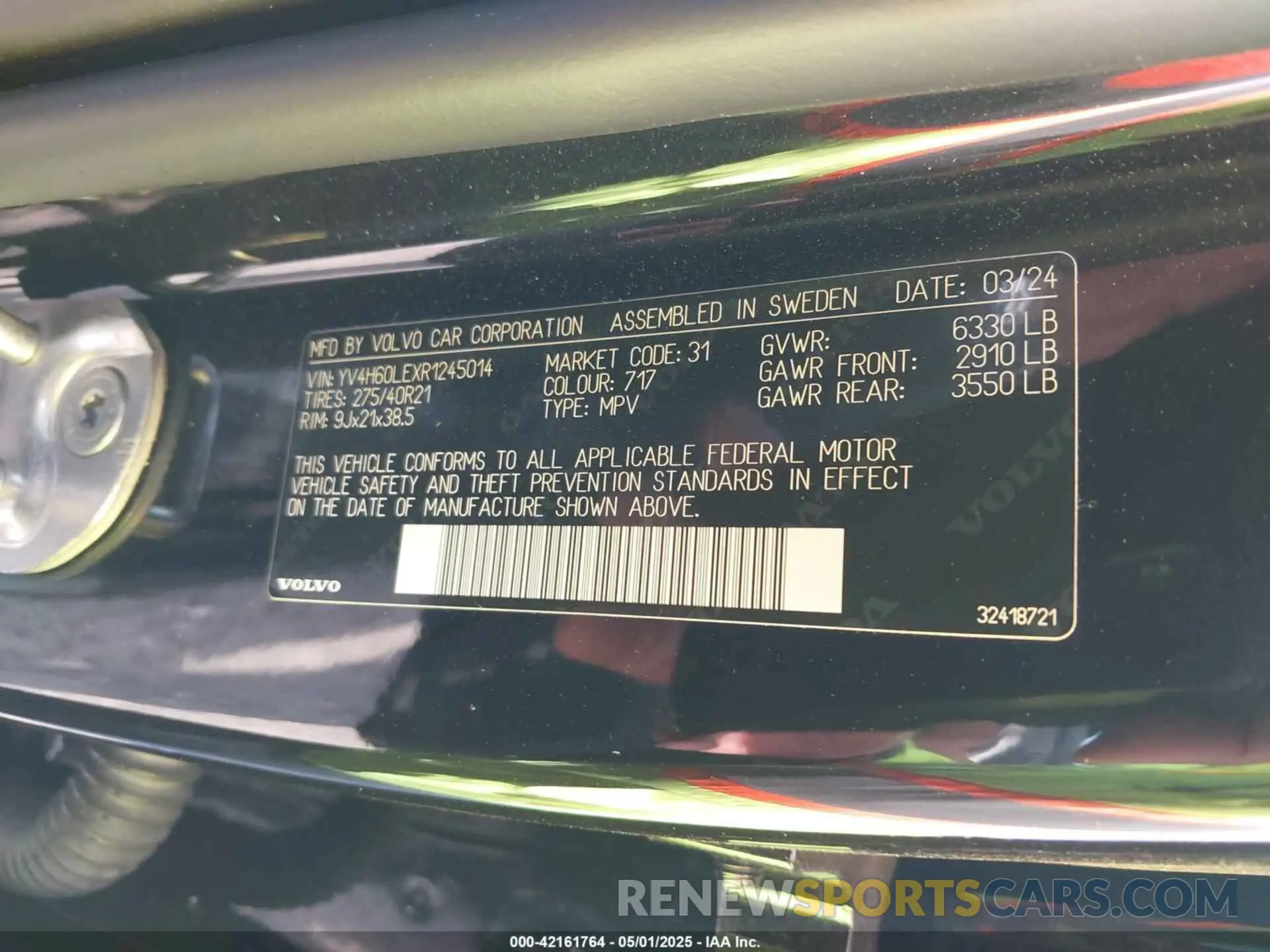 9 Photograph of a damaged car YV4H60LEXR1245014 VOLVO XC90 RECHARGE PLUG-IN HYBRID 2024