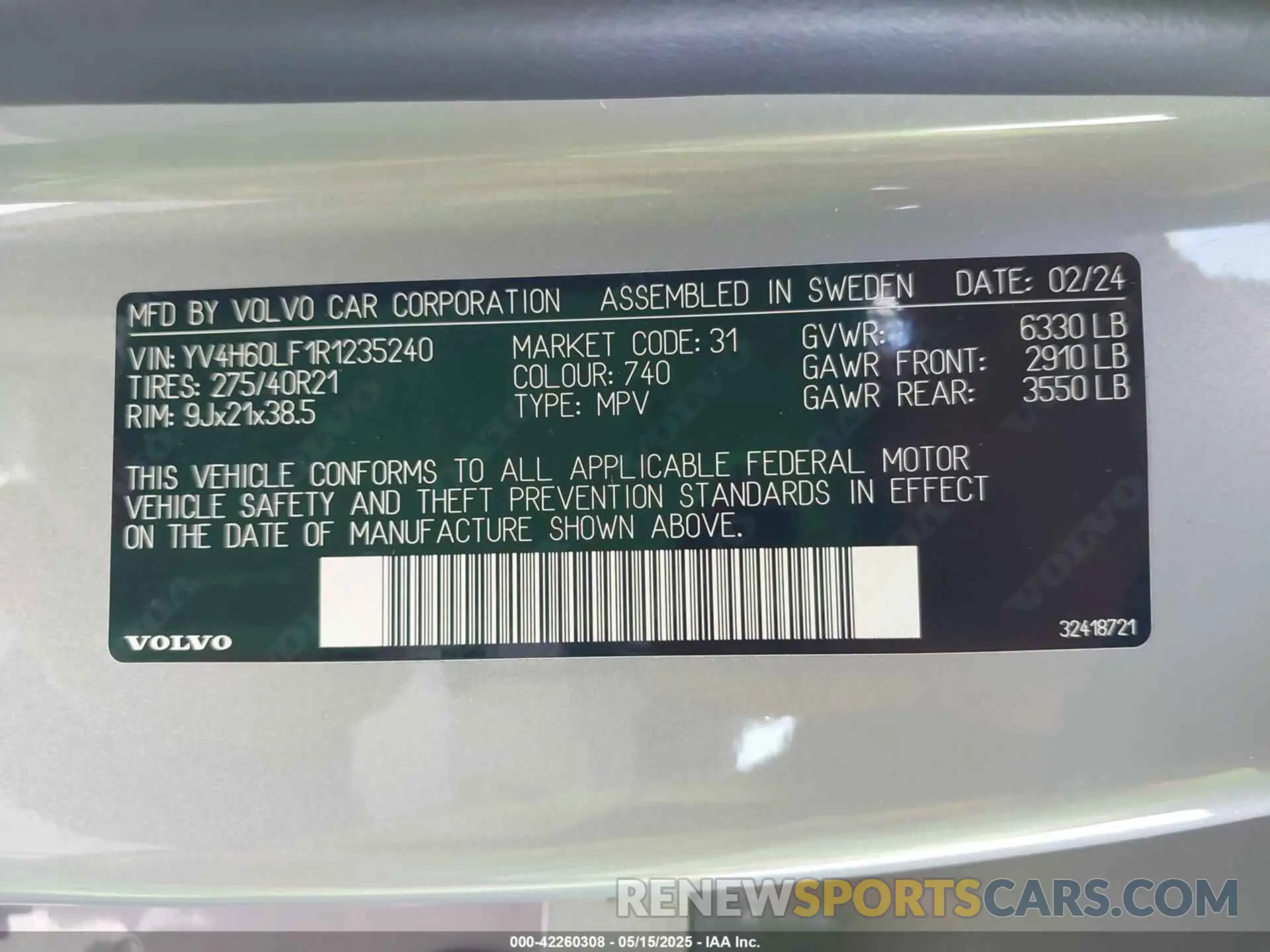 9 Photograph of a damaged car YV4H60LF1R1235240 VOLVO XC90 RECHARGE PLUG-IN HYBRID 2024