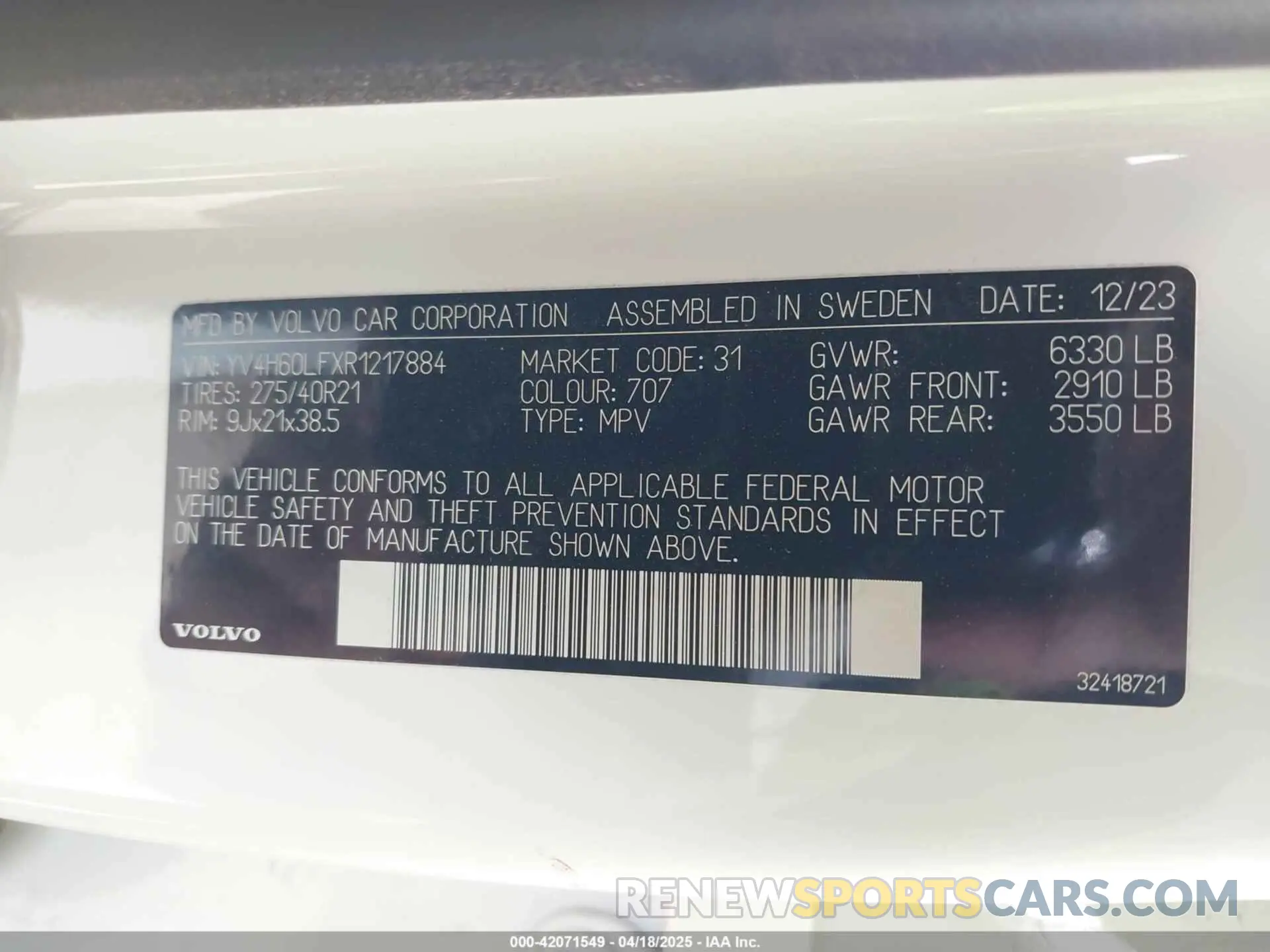 9 Photograph of a damaged car YV4H60LFXR1217884 VOLVO XC90 RECHARGE PLUG-IN HYBRID 2024